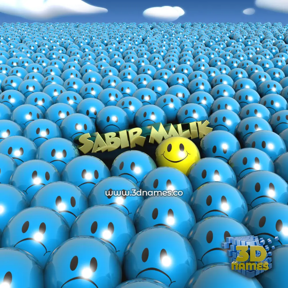 sabir malik in Special Smileys style - 3D name wallpaper