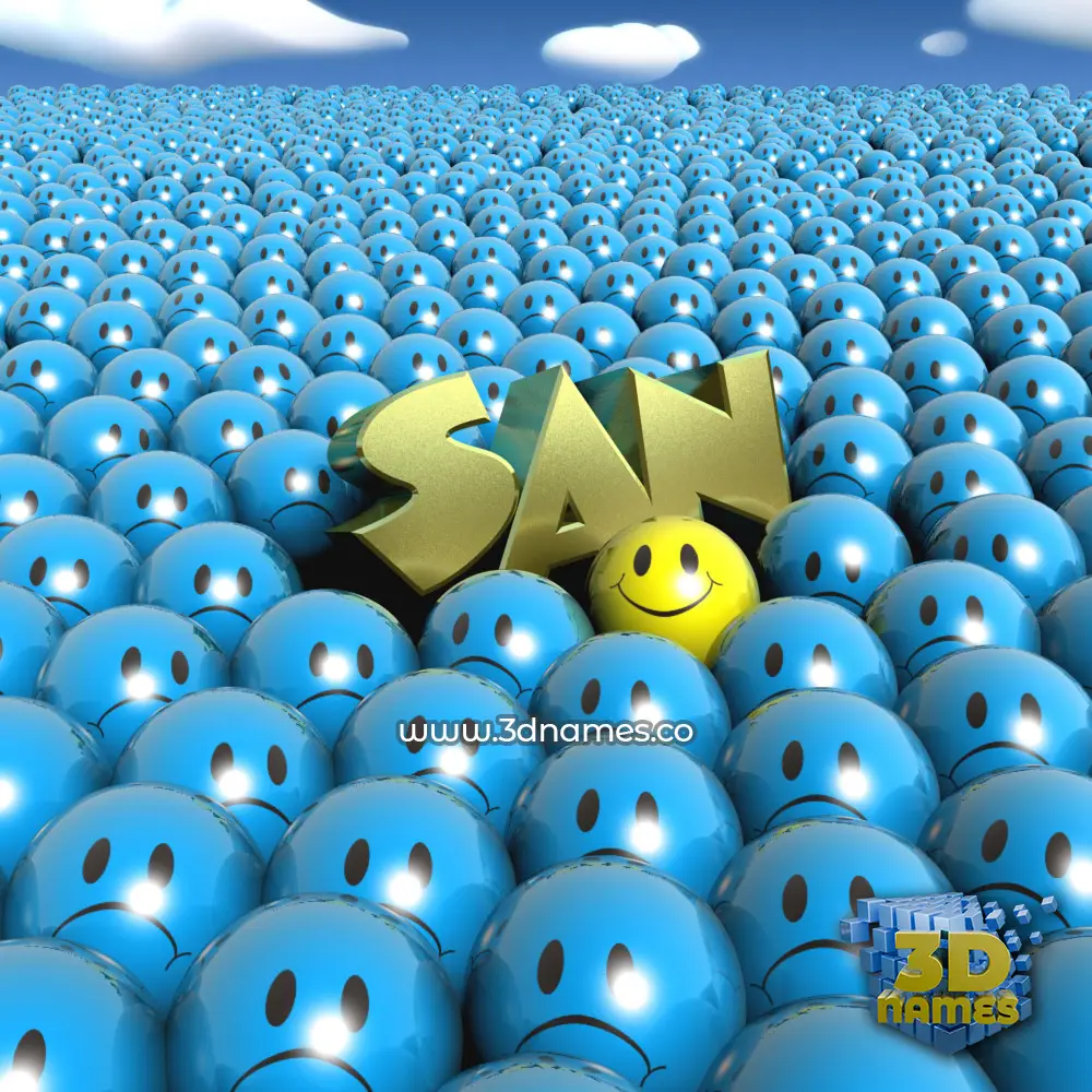 san in Special Smileys style - 3D name wallpaper
