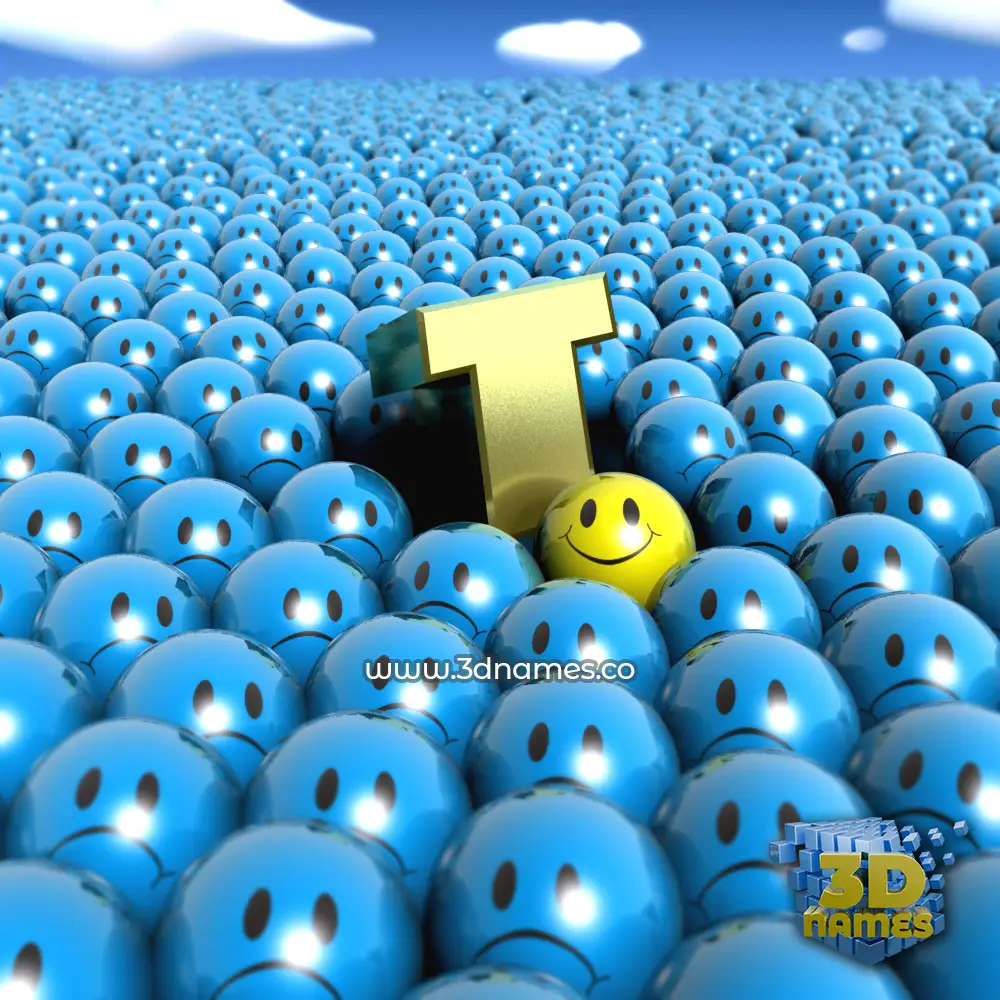 t in Special Smileys style - 3D name wallpaper