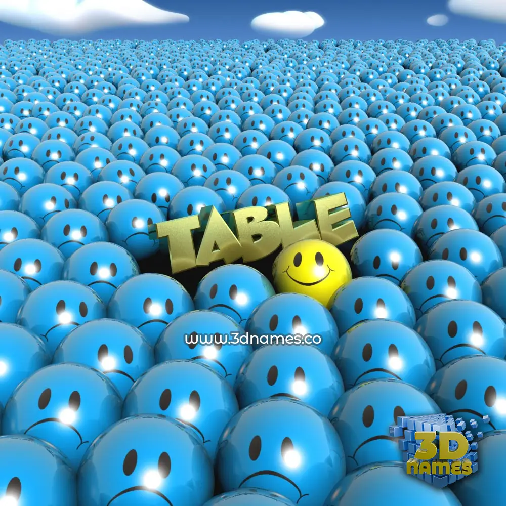 table in Special Smileys style - 3D name wallpaper