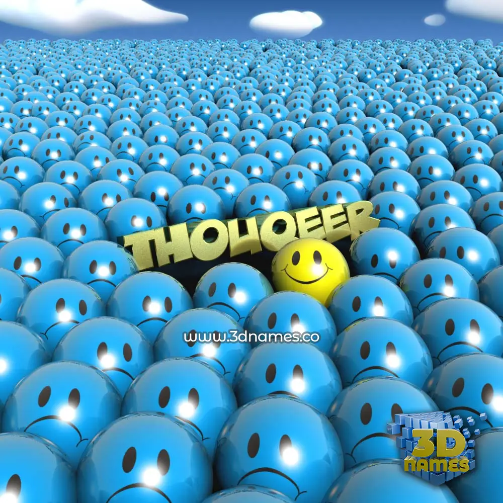 thouqeer in Special Smileys style - 3D name wallpaper