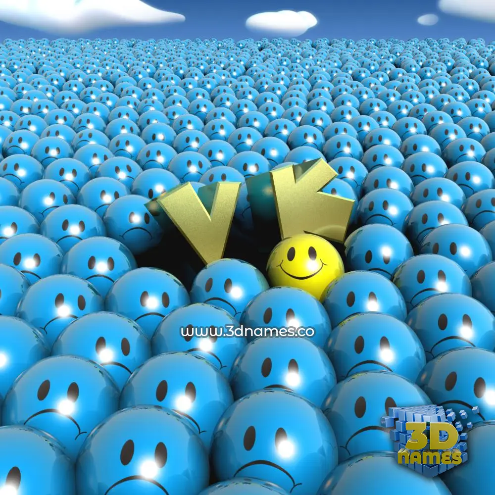 v k in Special Smileys style - 3D name wallpaper