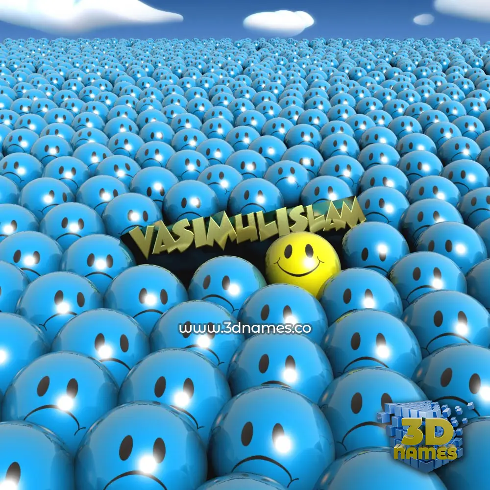 vasimulislam in Special Smileys style - 3D name wallpaper