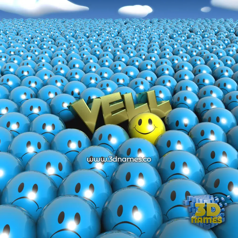 vell in Special Smileys style - 3D name wallpaper
