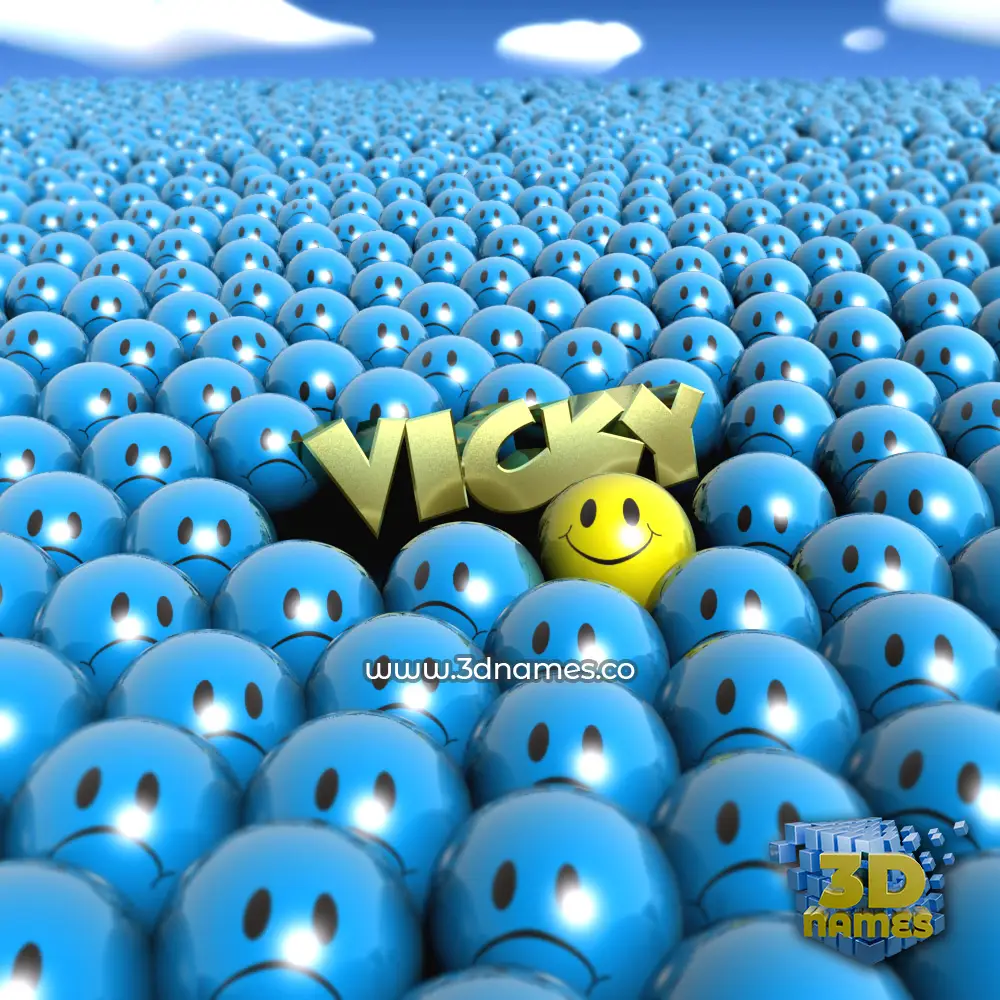 vicky in Special Smileys style - 3D name wallpaper