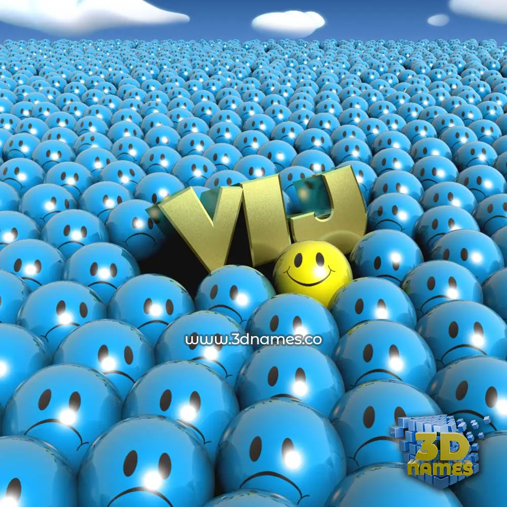 vij in Special Smileys style - 3D name wallpaper