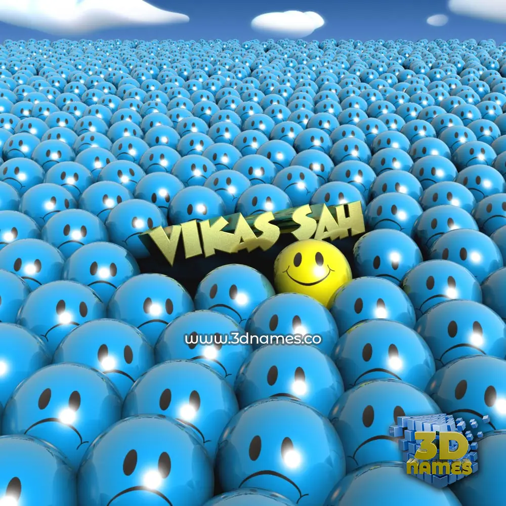 vikas sah in Special Smileys style - 3D name wallpaper
