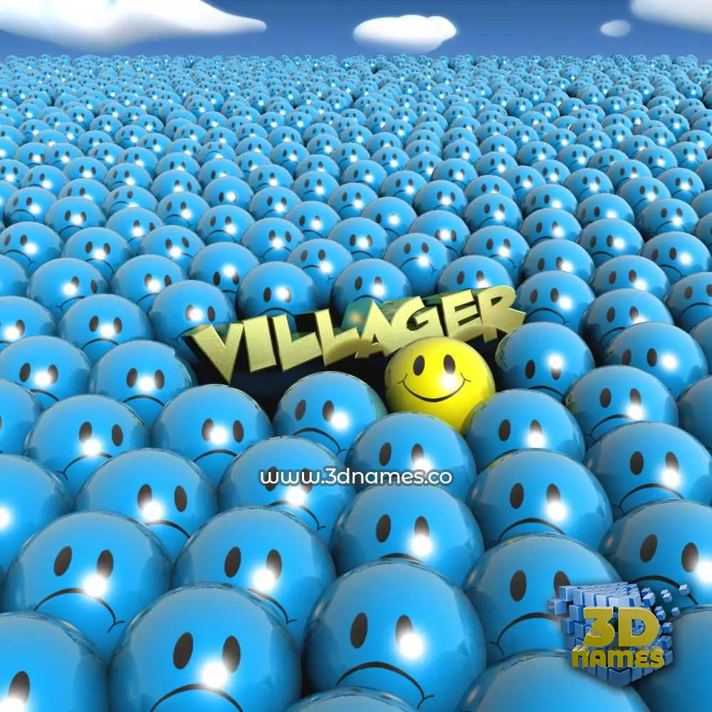 villager in Special Smileys style - 3D name wallpaper