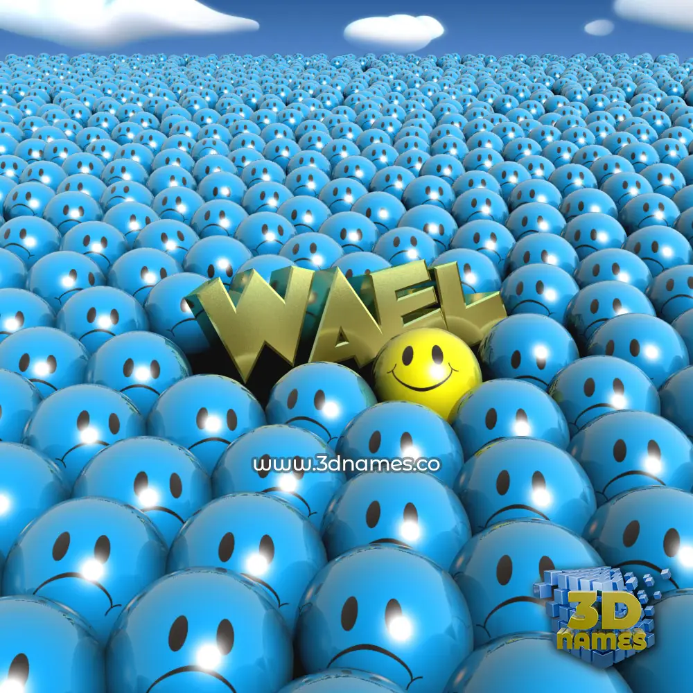 wael in Special Smileys style - 3D name wallpaper