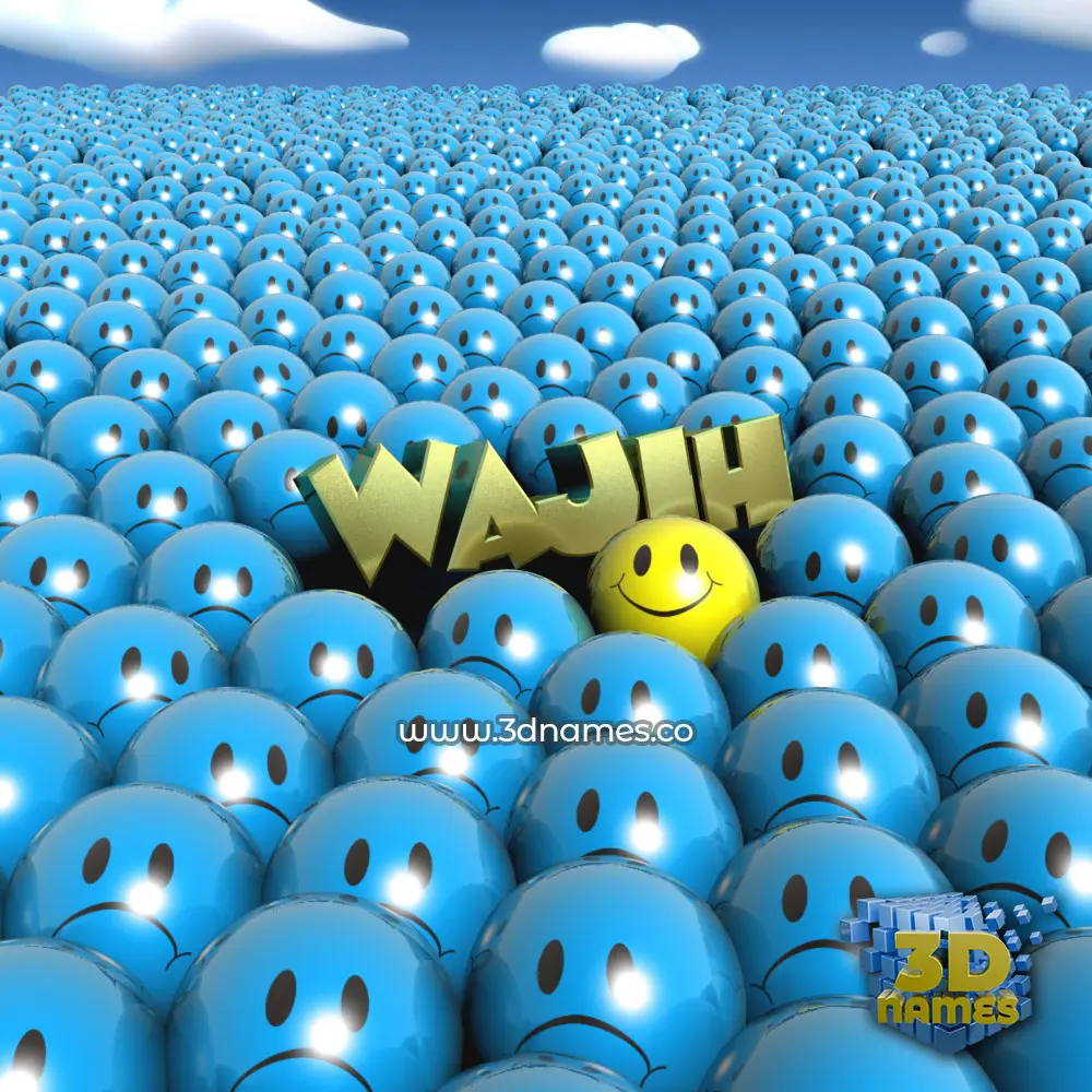 wajih in Special Smileys style - 3D name wallpaper