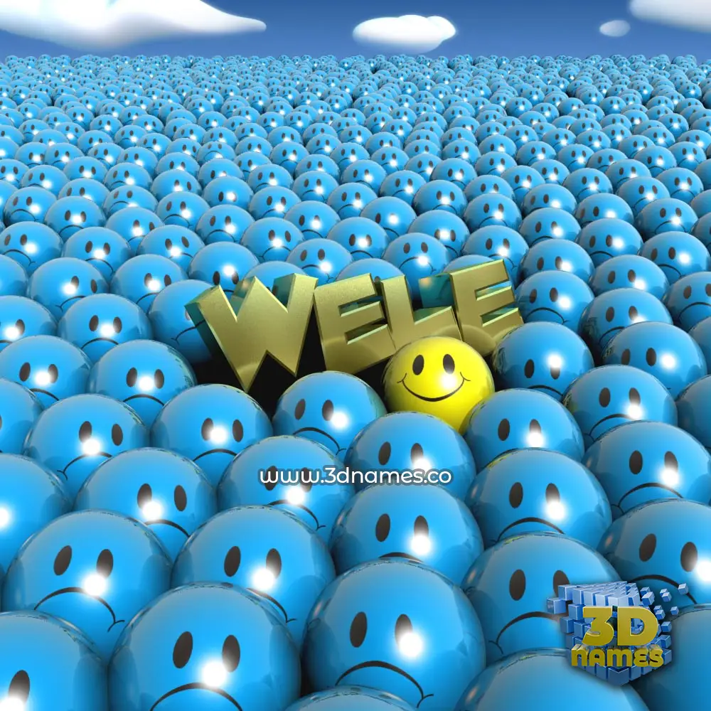 wele in Special Smileys style - 3D name wallpaper