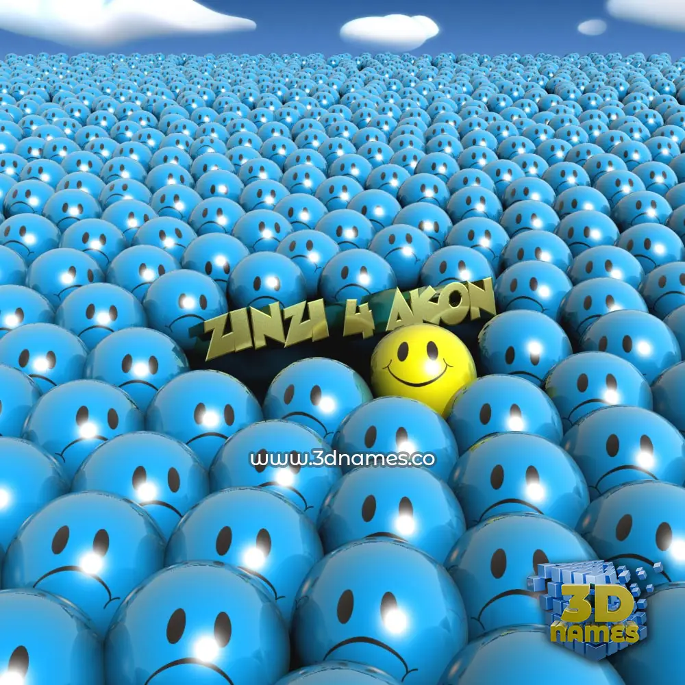 zinzi 4 akon in Special Smileys style - 3D name wallpaper