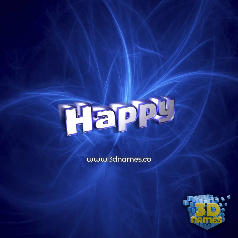 happy in Plasma style - 3D name wallpaper