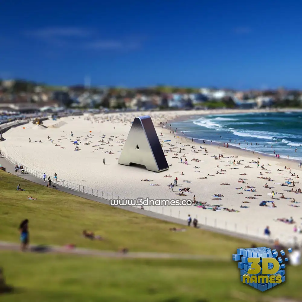 a in Bondi Beach style - 3D name wallpaper