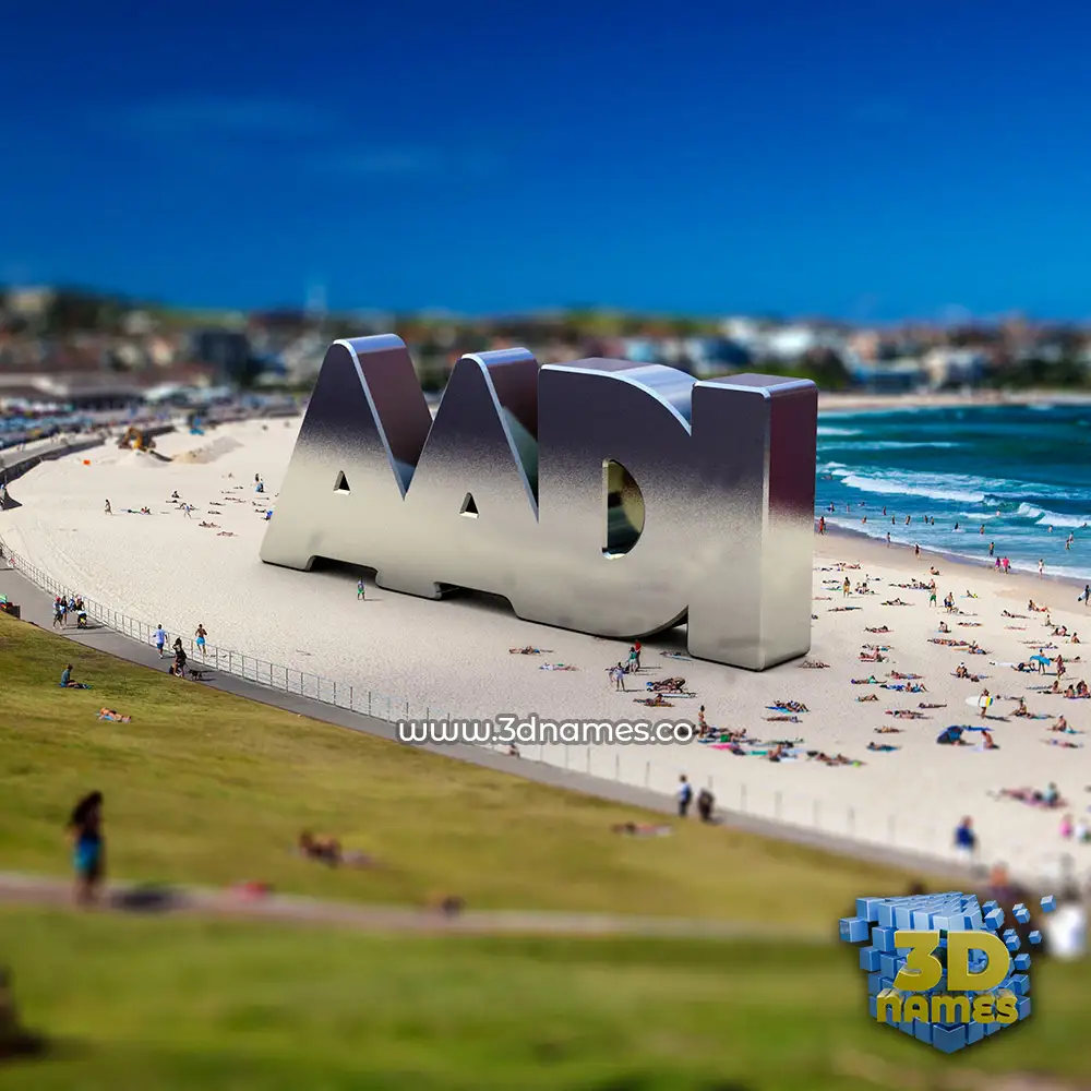aadi in Bondi Beach style - 3D name wallpaper