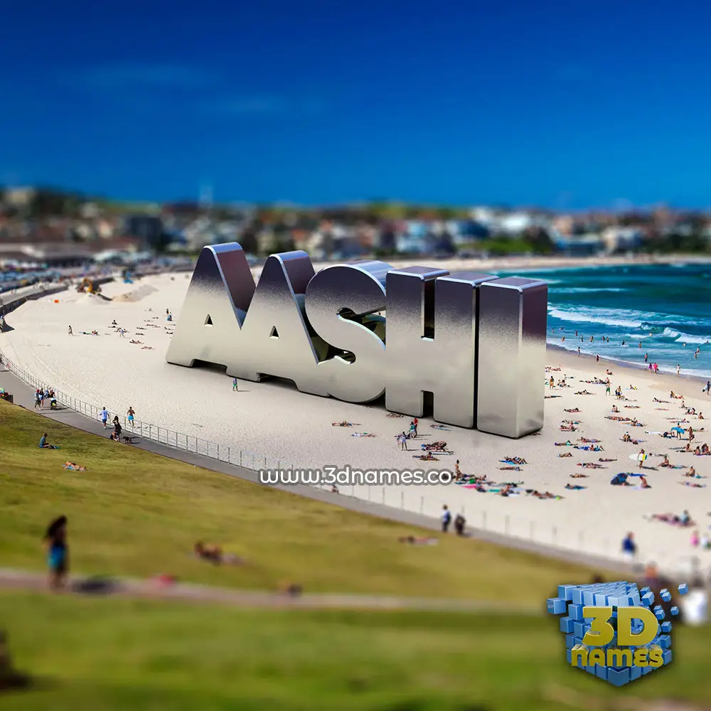 aashi in Bondi Beach style - 3D name wallpaper