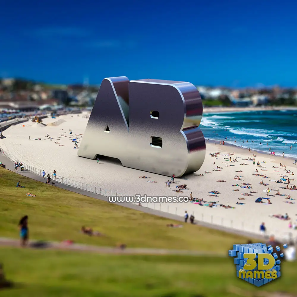 ab in Bondi Beach style - 3D name wallpaper