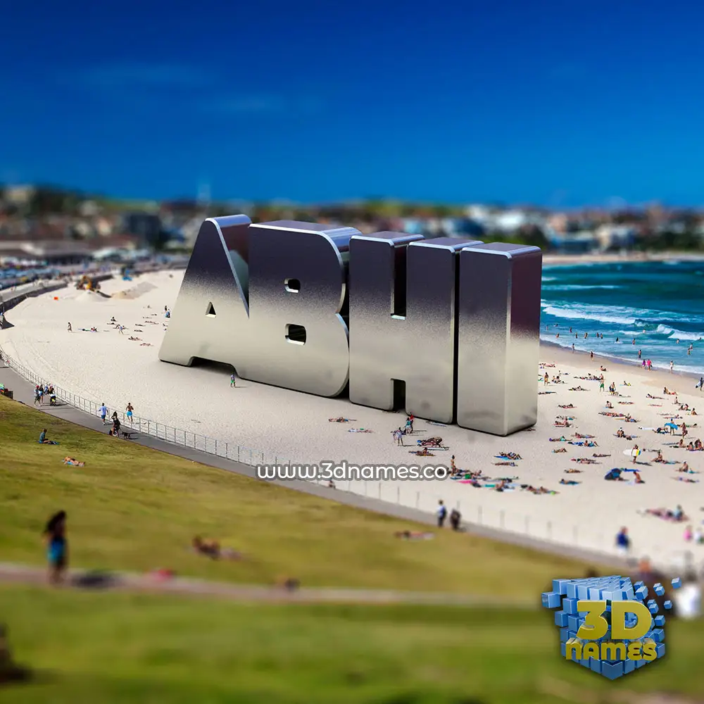 abhi in Bondi Beach style - 3D name wallpaper