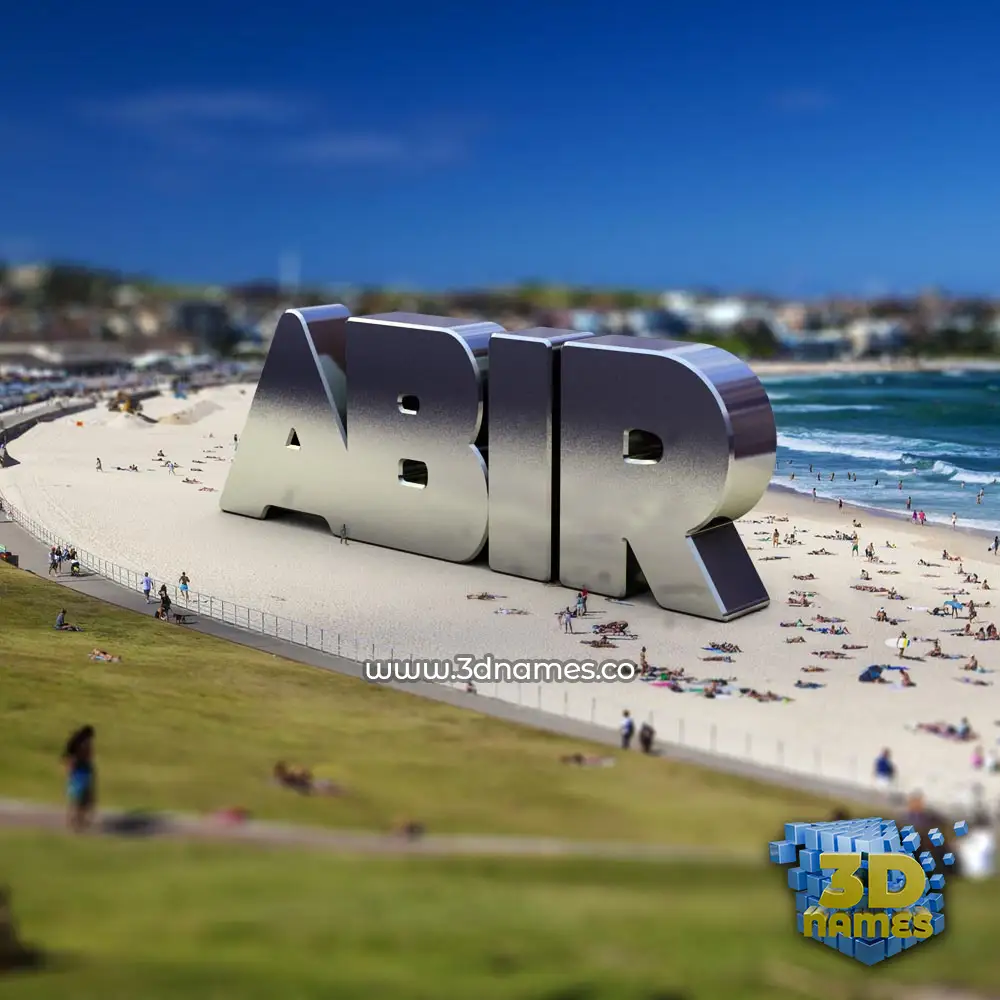 abir in Bondi Beach style - 3D name wallpaper