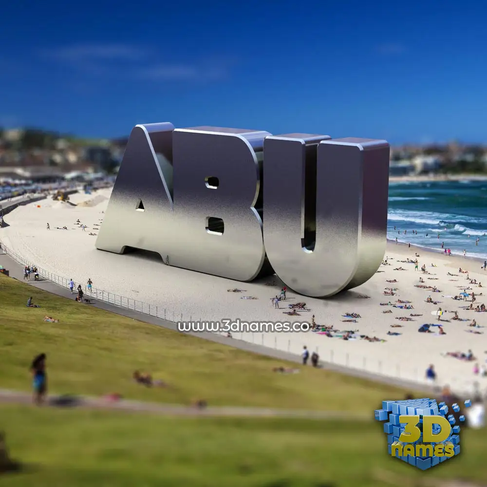 abu in Bondi Beach style - 3D name wallpaper