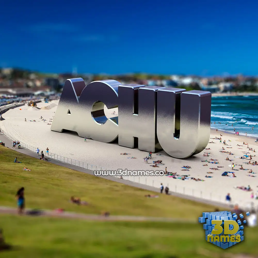 achu in Bondi Beach style - 3D name wallpaper