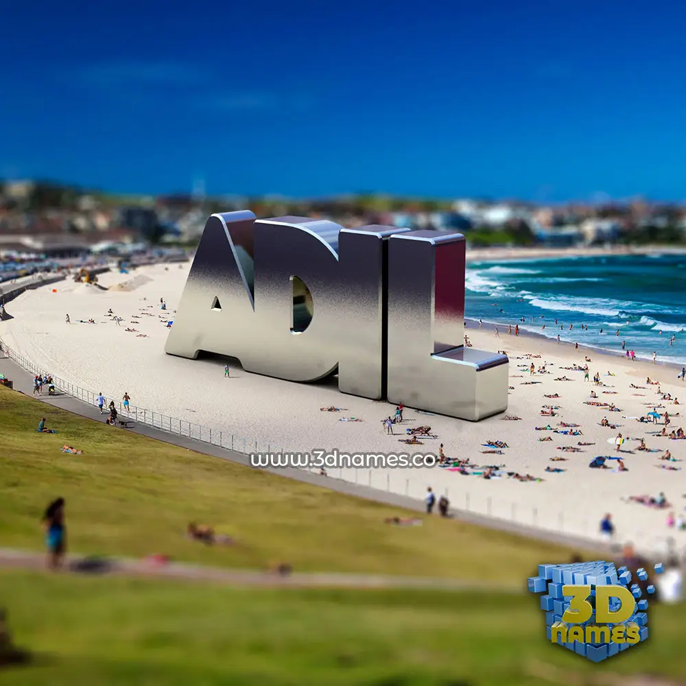 adil in Bondi Beach style - 3D name wallpaper