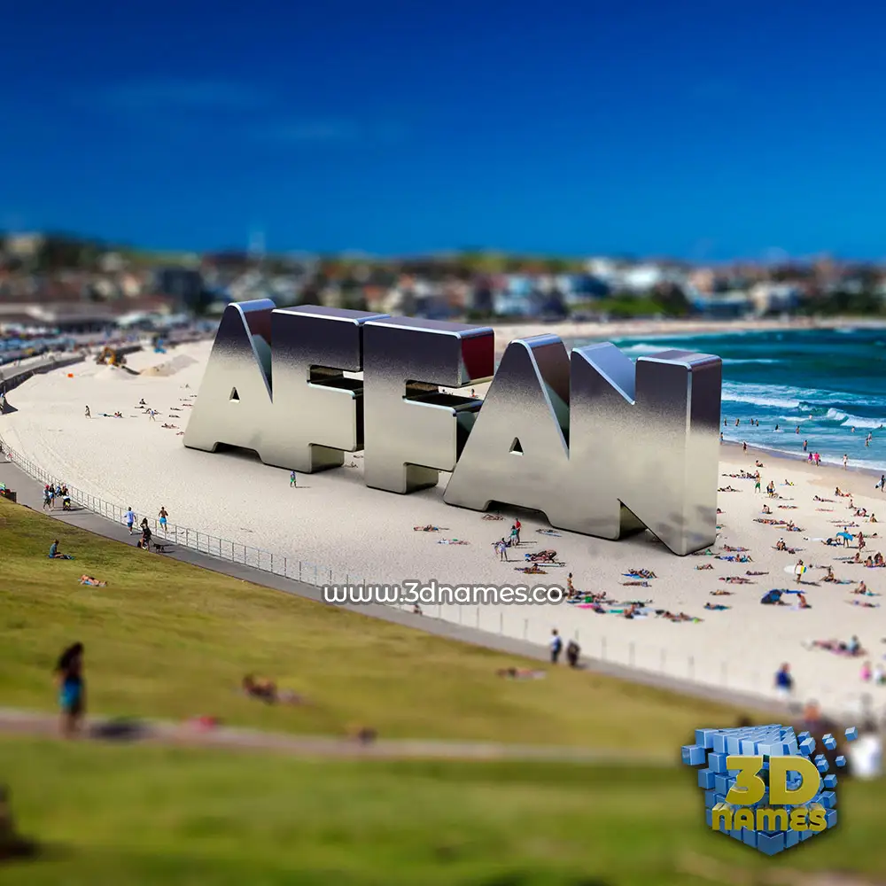 affan in Bondi Beach style - 3D name wallpaper