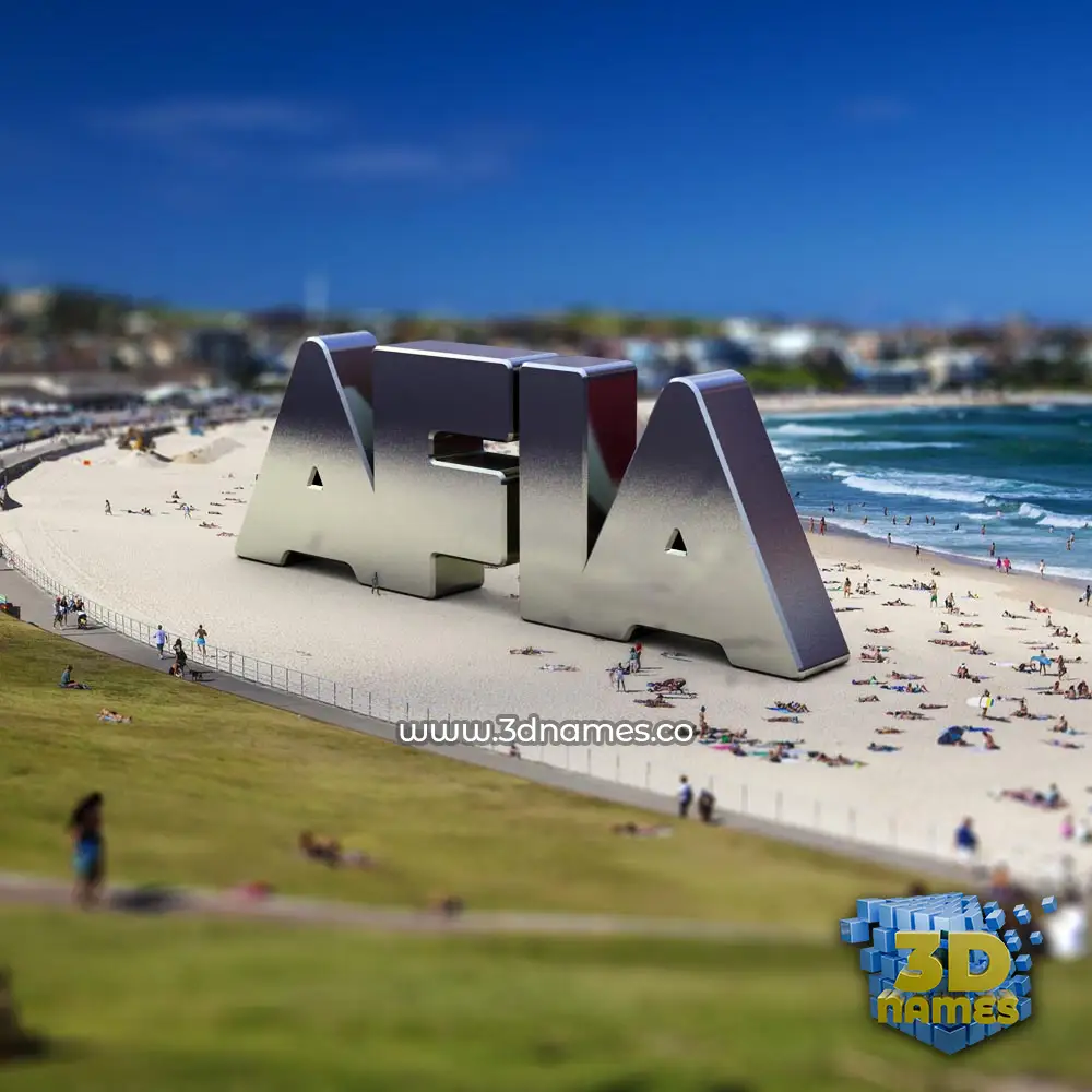 afia in Bondi Beach style - 3D name wallpaper