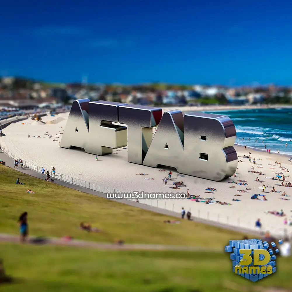 aftab in Bondi Beach style - 3D name wallpaper