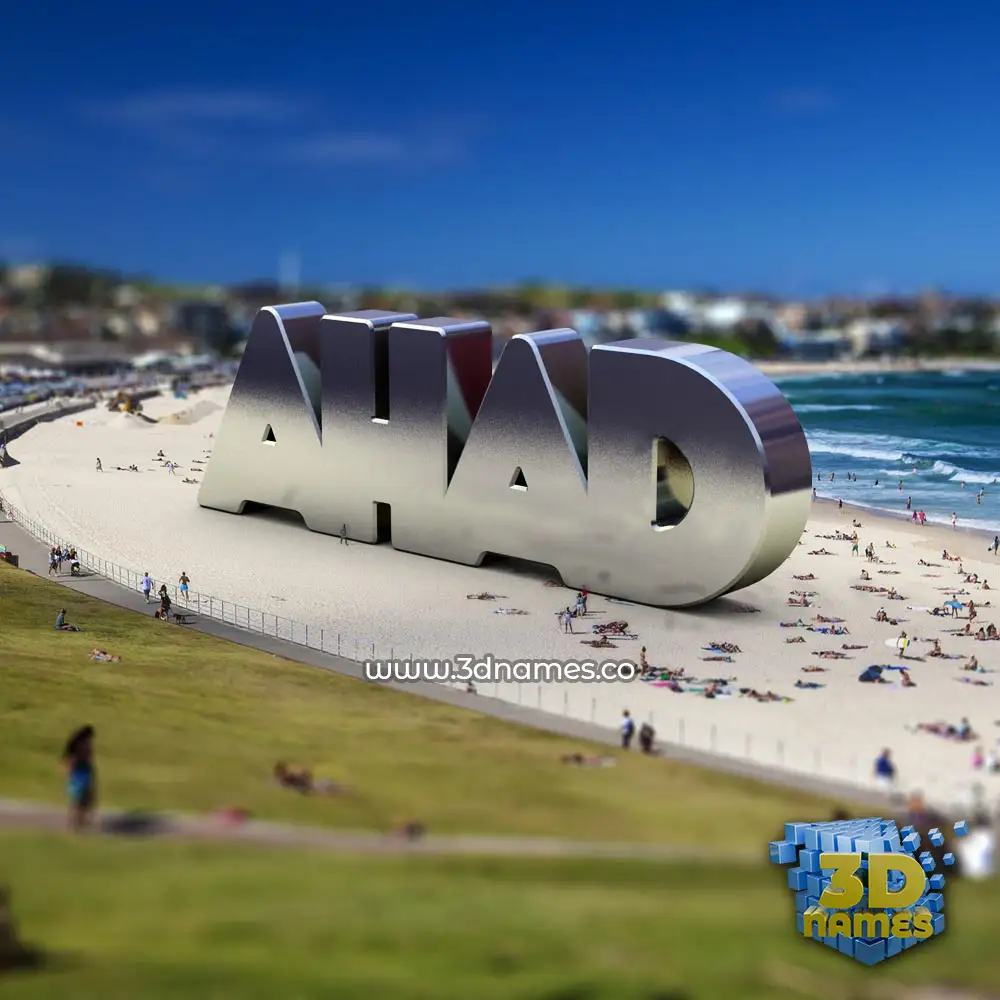 ahad in Bondi Beach style - 3D name wallpaper