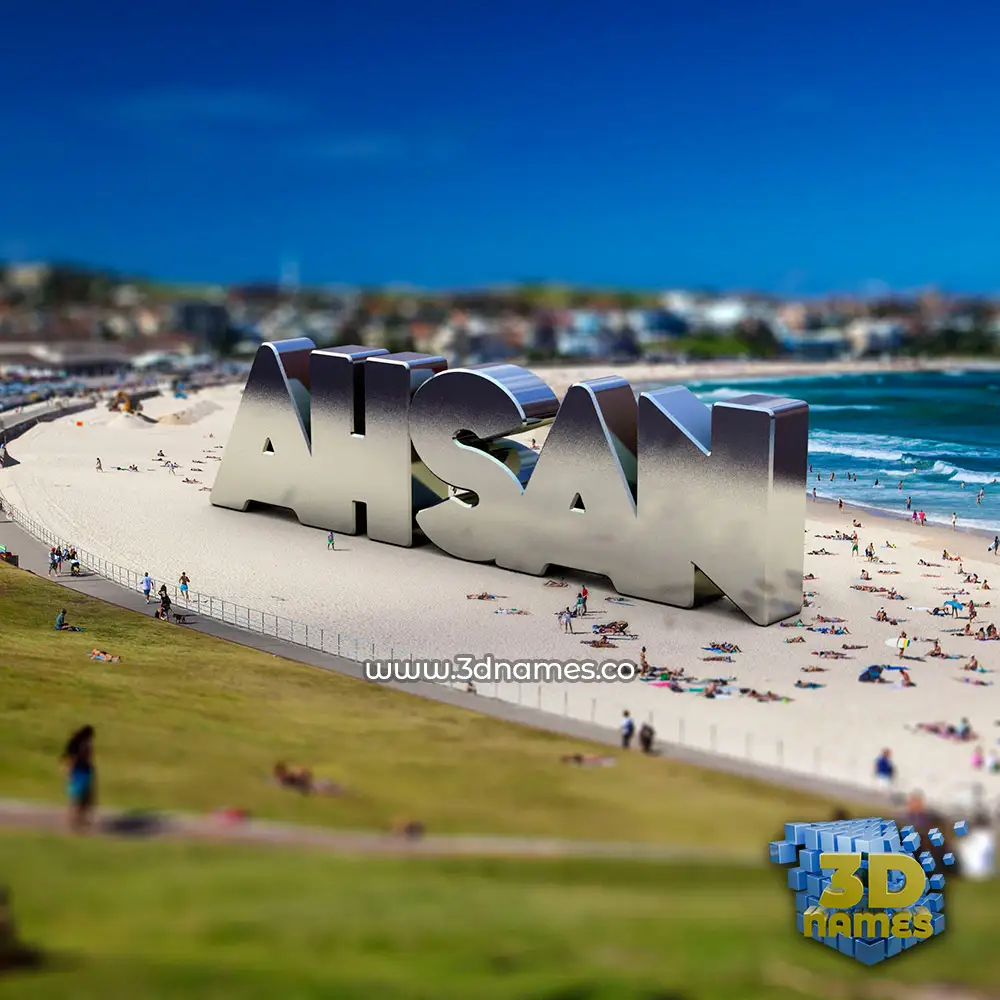 ahsan in Bondi Beach style - 3D name wallpaper
