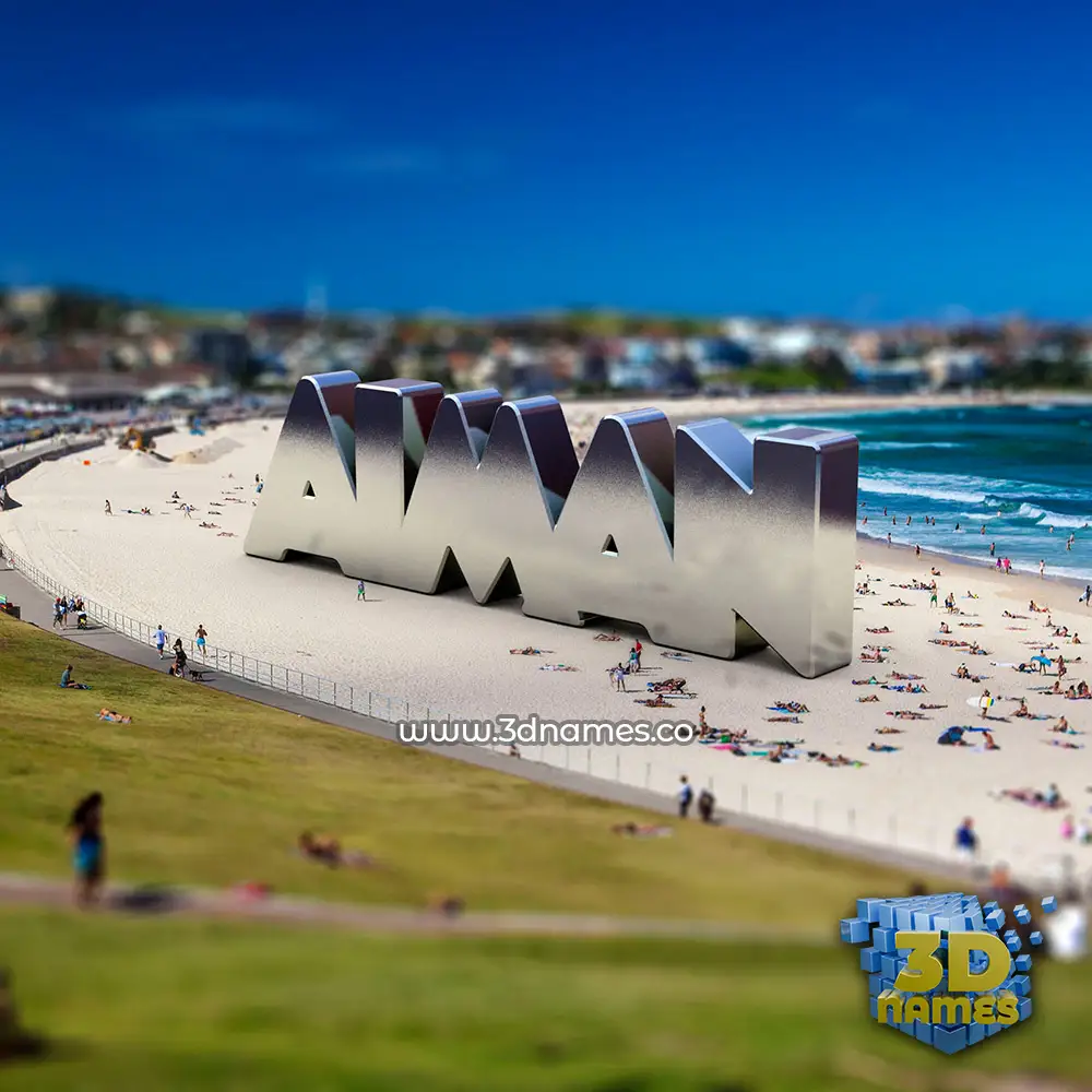 aiman in Bondi Beach style - 3D name wallpaper