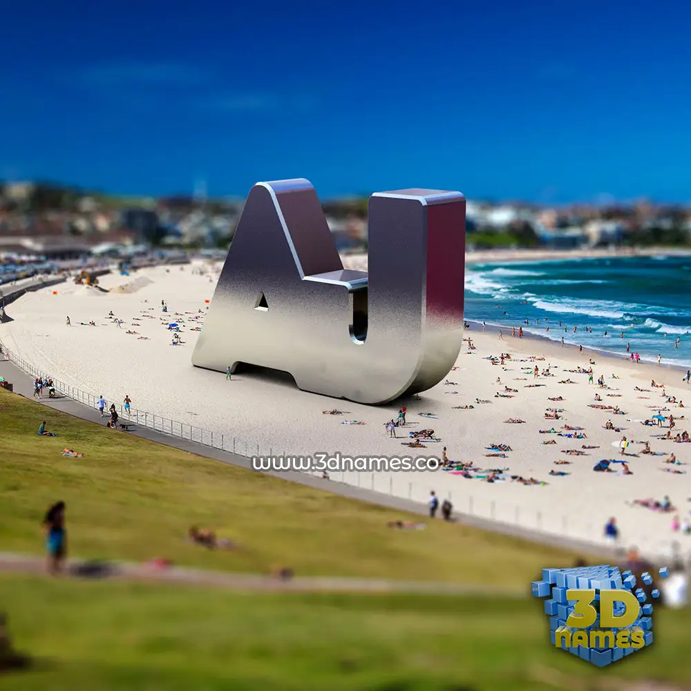 aj in Bondi Beach style - 3D name wallpaper
