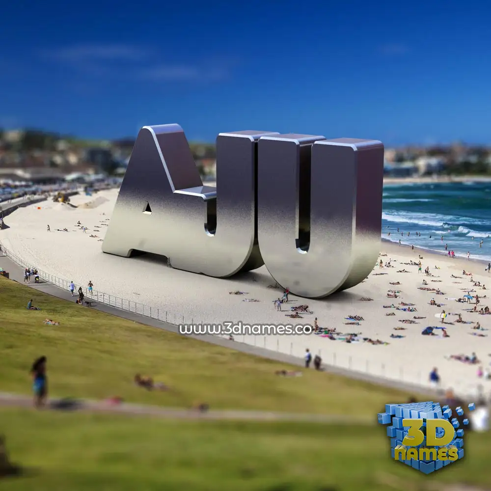aju in Bondi Beach style - 3D name wallpaper