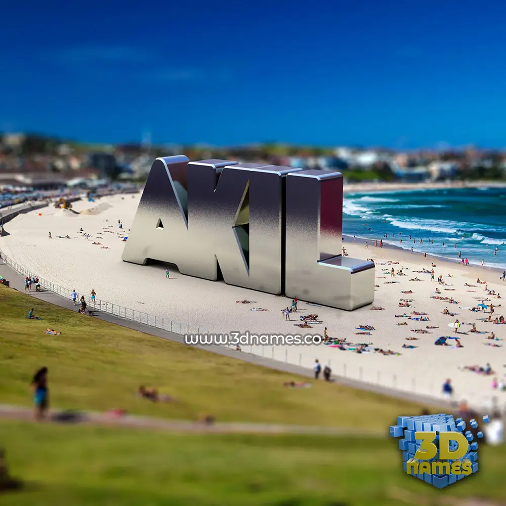akil in Bondi Beach style - 3D name wallpaper