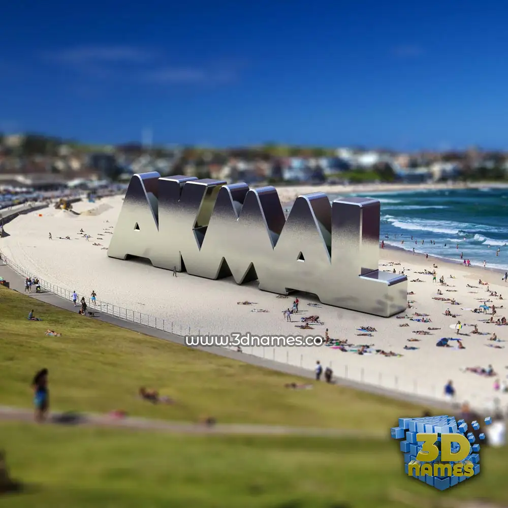 akmal in Bondi Beach style - 3D name wallpaper