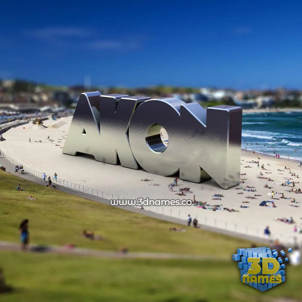 akon in Bondi Beach style - 3D name wallpaper