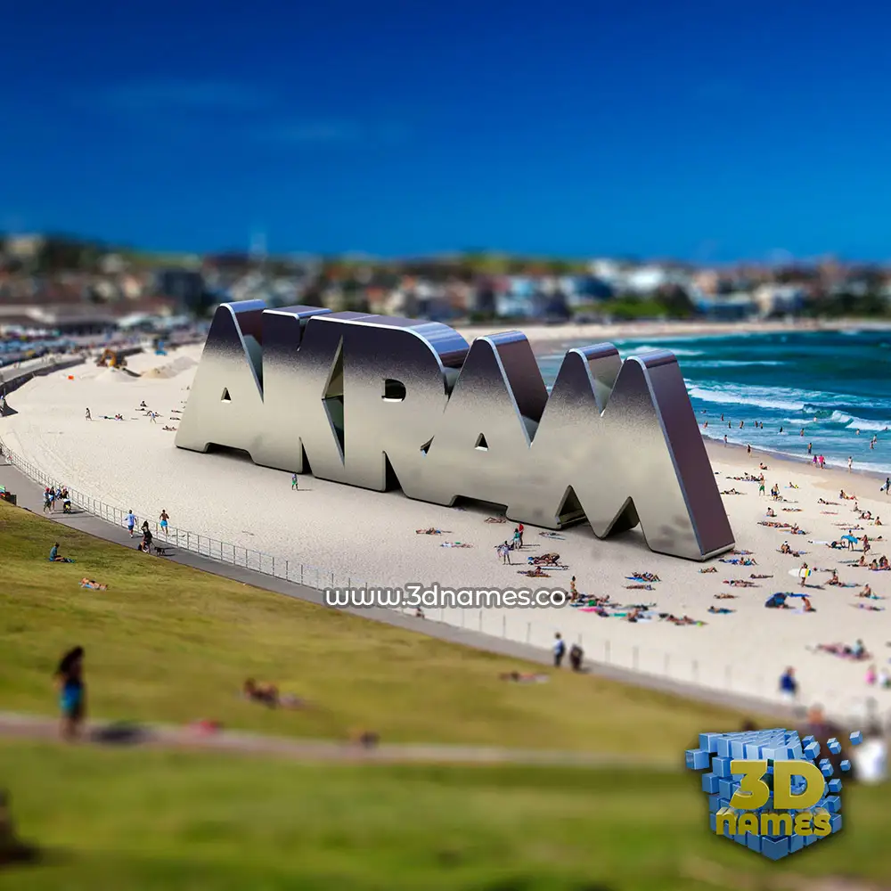 akram in Bondi Beach style - 3D name wallpaper