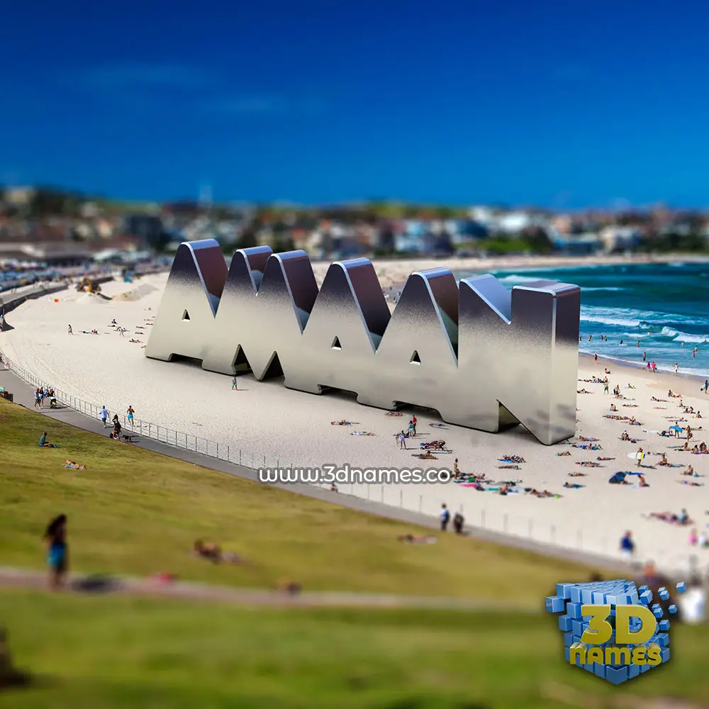 amaan in Bondi Beach style - 3D name wallpaper