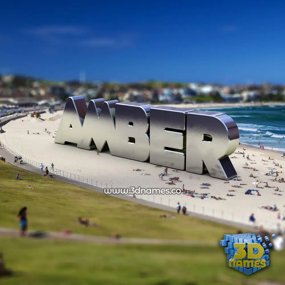 amber in Bondi Beach style - 3D name wallpaper