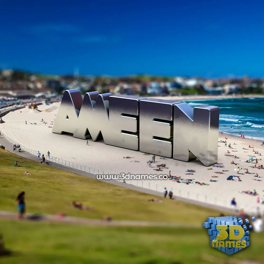 ameen in Bondi Beach style - 3D name wallpaper