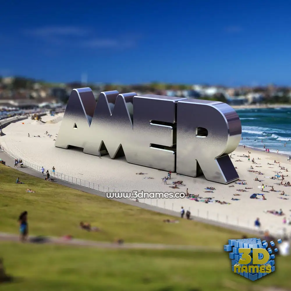 amer in Bondi Beach style - 3D name wallpaper
