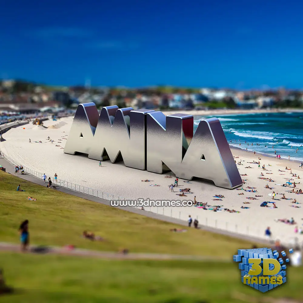 amina in Bondi Beach style - 3D name wallpaper