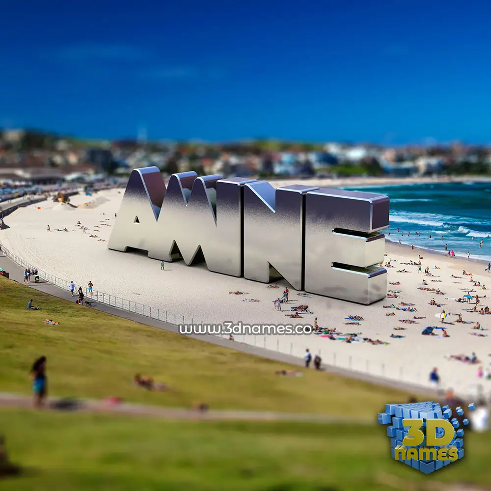 amine in Bondi Beach style - 3D name wallpaper