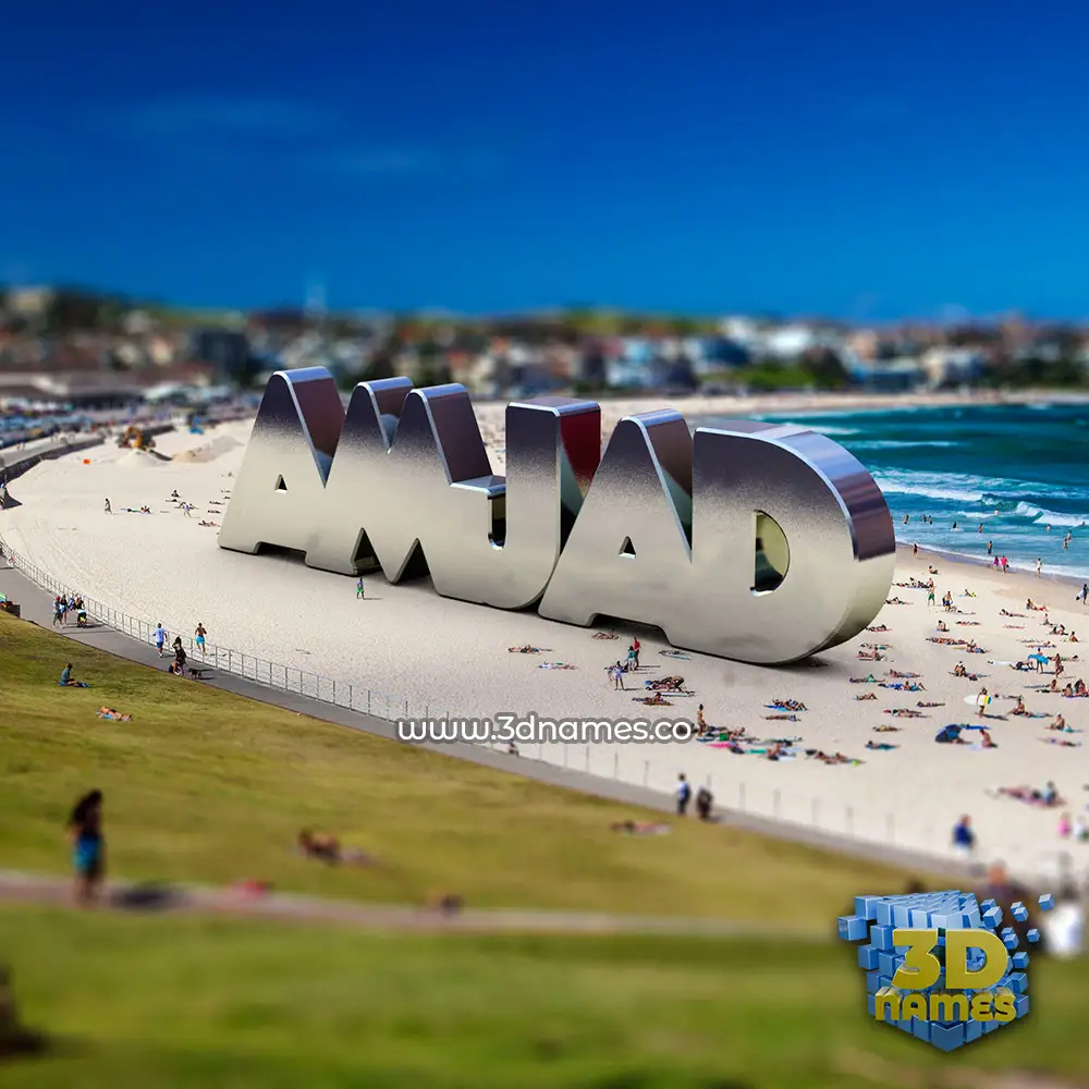 amjad in Bondi Beach style - 3D name wallpaper