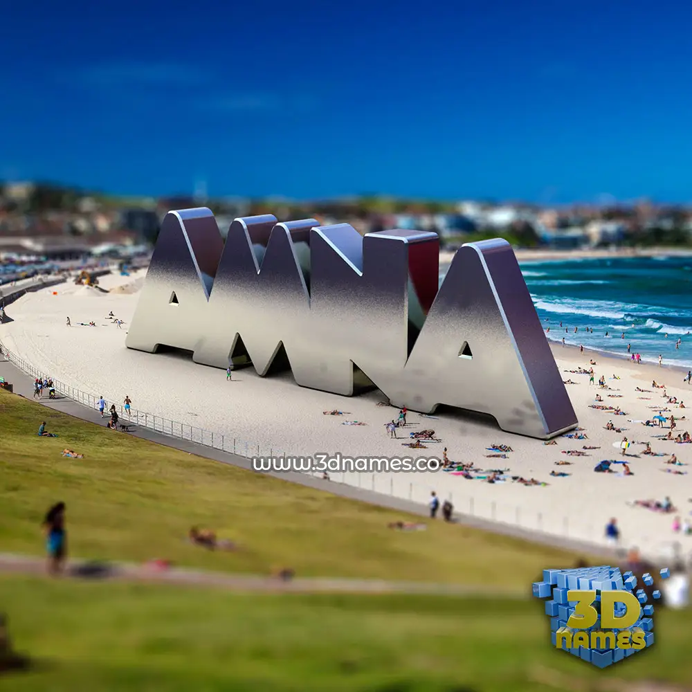amna in Bondi Beach style - 3D name wallpaper