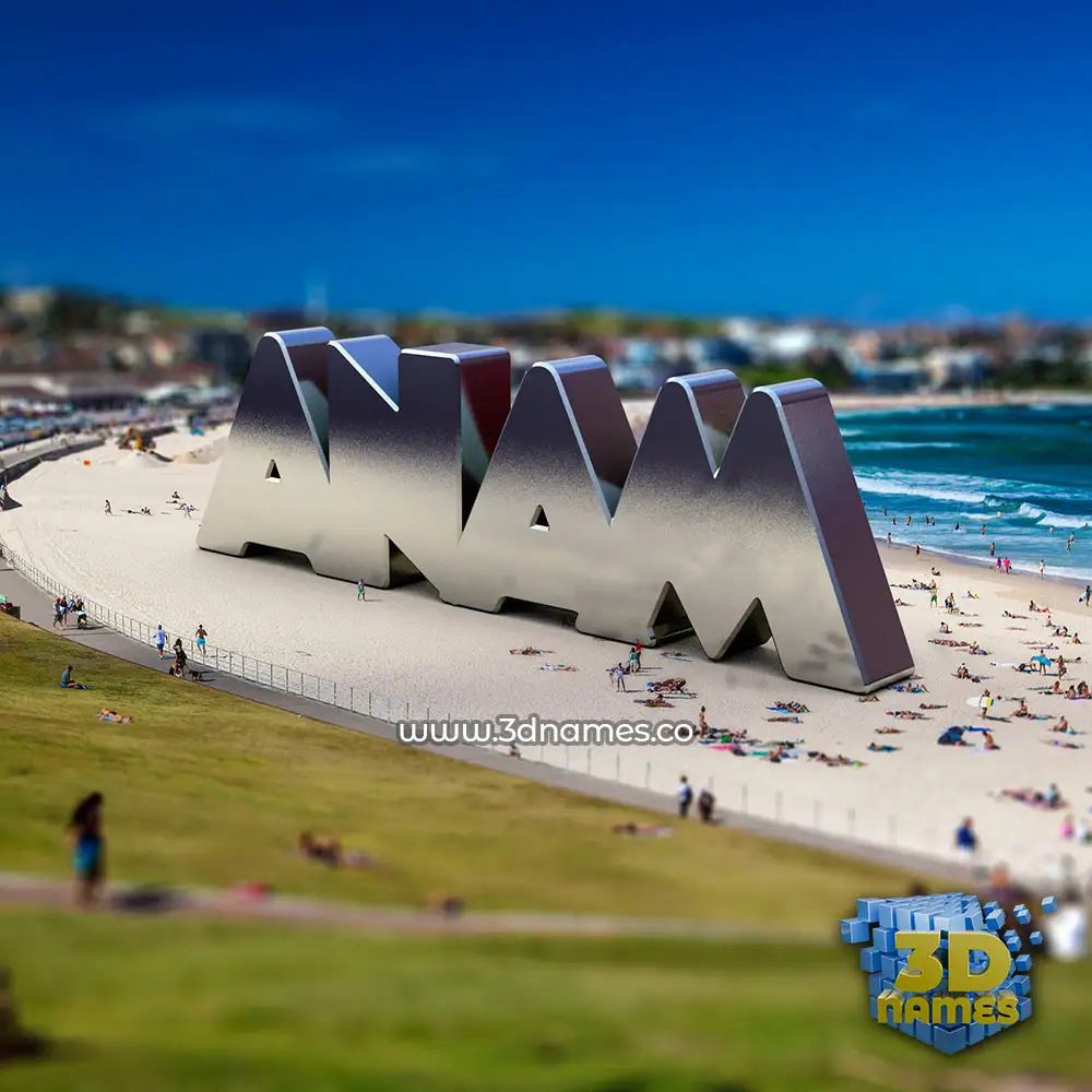 anam in Bondi Beach style - 3D name wallpaper