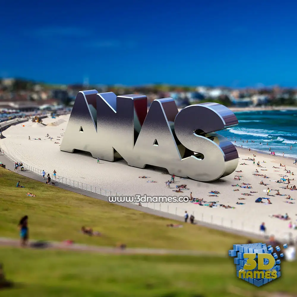 anas in Bondi Beach style - 3D name wallpaper