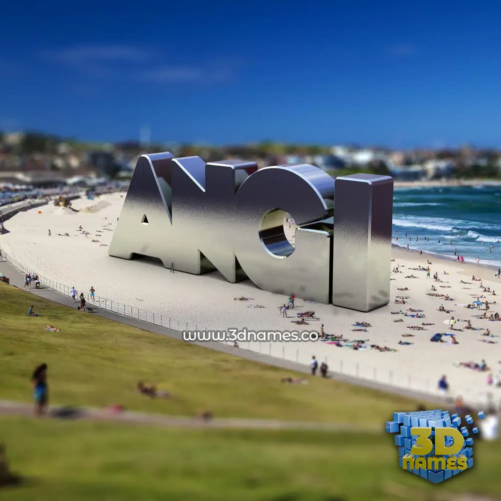 angi in Bondi Beach style - 3D name wallpaper