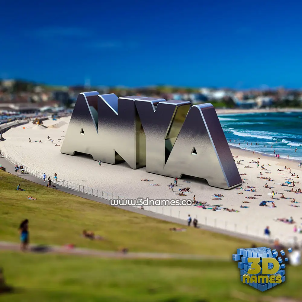 anya in Bondi Beach style - 3D name wallpaper